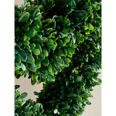 Artificial topiary heart wreath forest green 46cm, imported from the UK