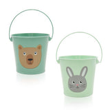 Green metal bucket with bear decal 13cm, imported from the UK