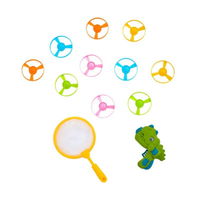 Dinosaur Spin Propellor flying disc game set with 10 propellers, UK version