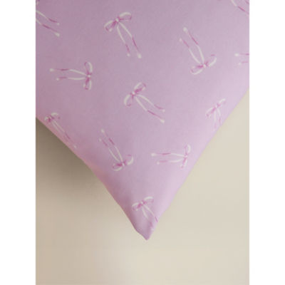 Pink white trailing tied bows pillowcase pair 74x48cm - British product