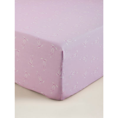 Fitted sheet single pink white trailing tied bows, imported from the UK