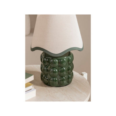 Green Bobble ceramic battery lamp 17cm, imported from the UK