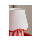 Red striped battery lamp in ceramic and fabric - British product