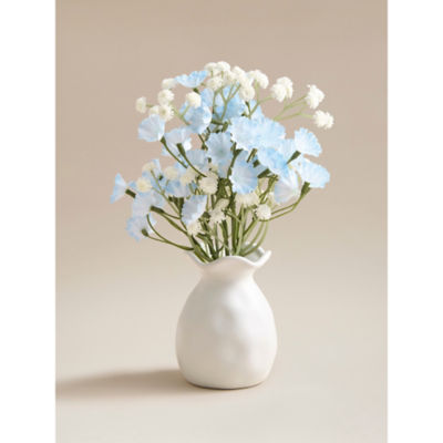 Stacey Solomon blue artificial floral in cream vase 21cm (British brand)