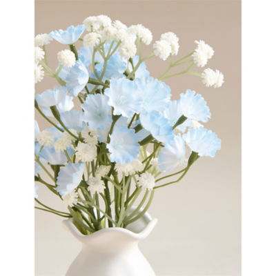 Stacey Solomon blue artificial floral in cream vase 21cm (British brand)