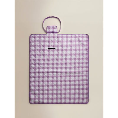 Lilac gingham quilted picnic rug 150x130 cm, imported from the UK