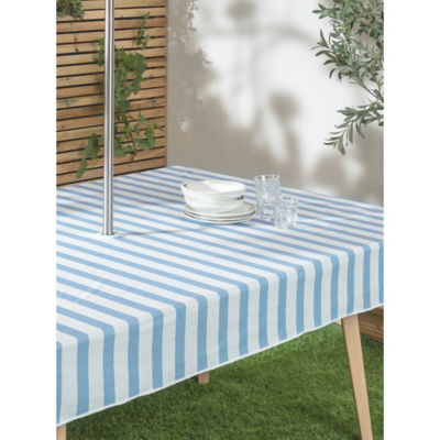 ASDA Blue Wipeable Outdoor Tablecloth with Parasol Hole 213 x 152 cm- Buy online at McGrocer
