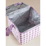 Lilac gingham print collapsible cool bag 15 litre, UK version