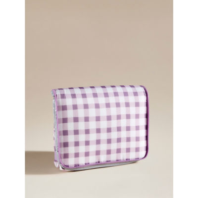 Lilac gingham print collapsible cool bag 15 litre, UK version