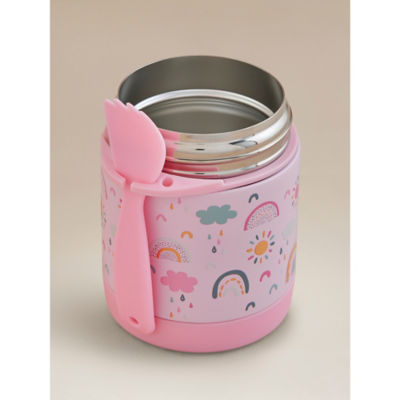 Double walled kids food flask pink rainbow 300ml, UK version