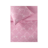Pink microfibre reversible duvet set with striped bow trellis - British product