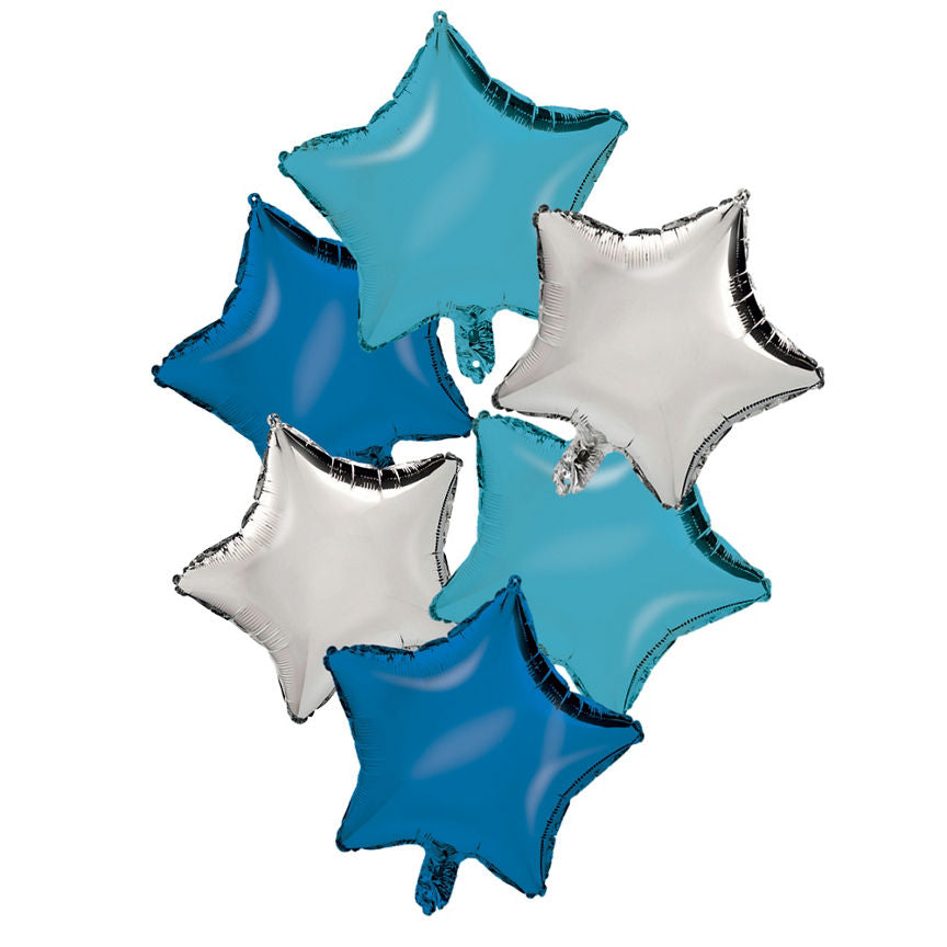 George Silver, Blue & Light Blue Stars Balloon Bouquet GOODS ASDA   