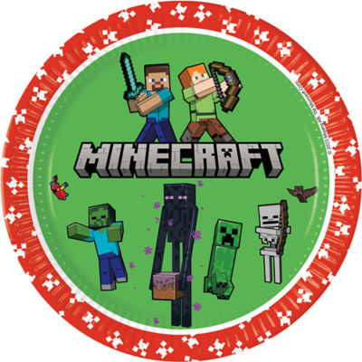 Minecraft paper plates set of 8 23cm - British product