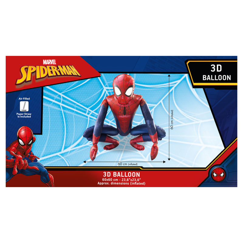 Spiderman 3D standing foil balloon 60x60cm, imported from the UK