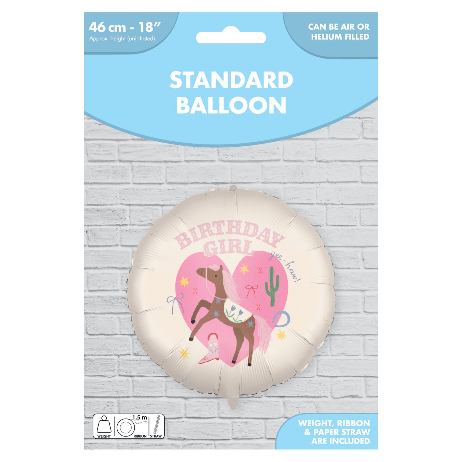 Rodeo Birthday Girl foil balloon 46cm, imported from the UK
