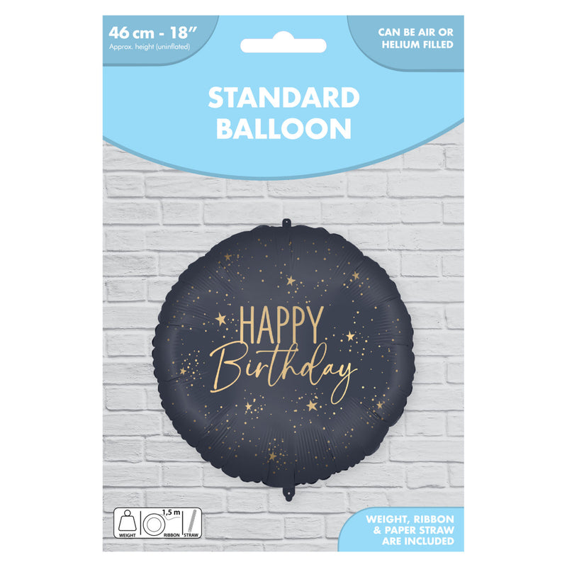 Foil balloon black gold 46cm, imported from the UK