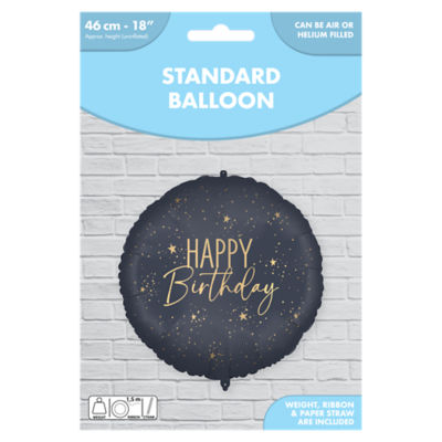 Foil balloon black gold 46cm, imported from the UK