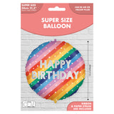Supersized happy birthday striped foil balloon 54cm, imported from the UK