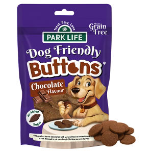 Park Life Dog Friendly Buttons carob dog treats (British brand)