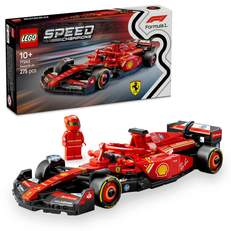 LEGO Ferrari SF-24 F1 race car model kit, British brand