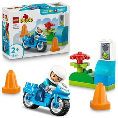LEGO DUPLO blue police motorcycle playset (British brand)