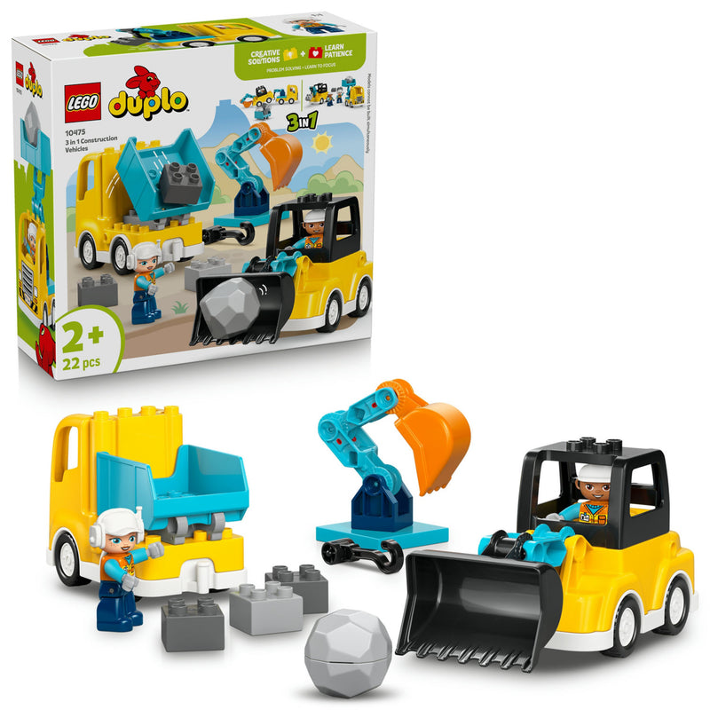 LEGO DUPLO 3 in 1 construction vehicles building set (British brand)