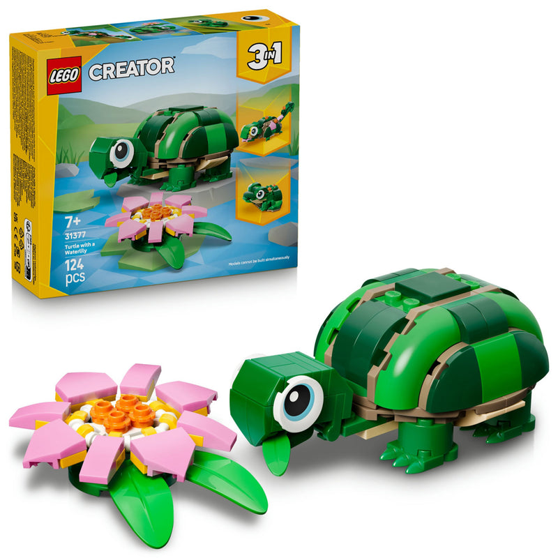 LEGO turtle with water lily flower building set, imported from the UK
