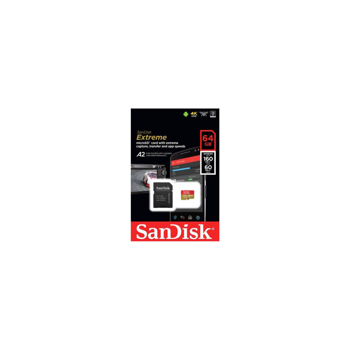 SanDisk Extreme Micro SD card 64GB, imported from the UK