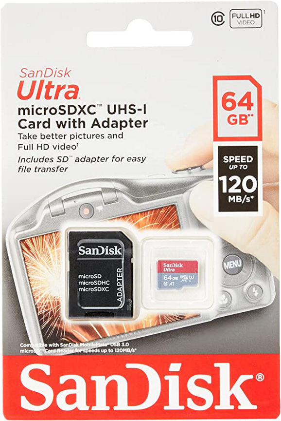 SanDisk Ultra MicroSD Card with Adapter - 64GB