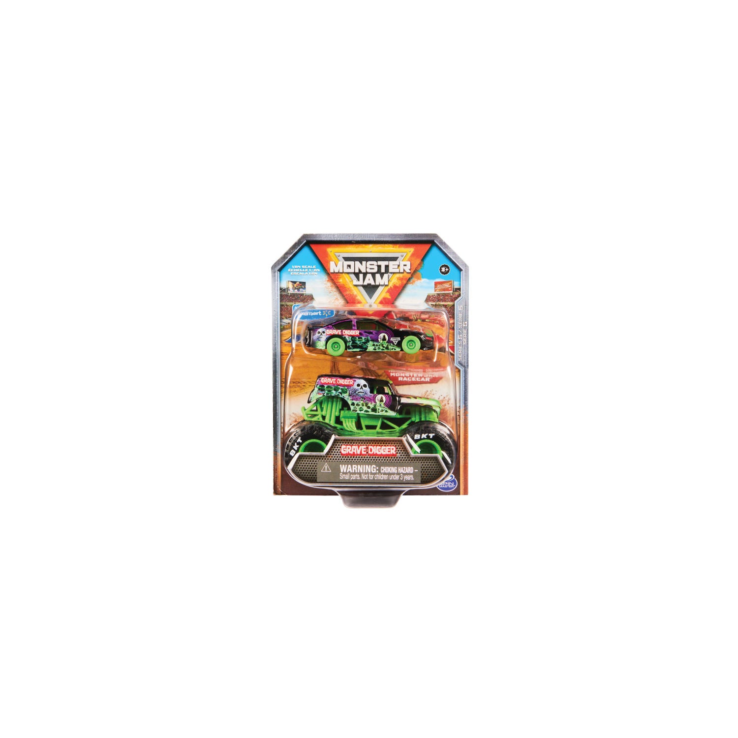 Monster Jam die-cast truck set with racecar 1:64, UK version