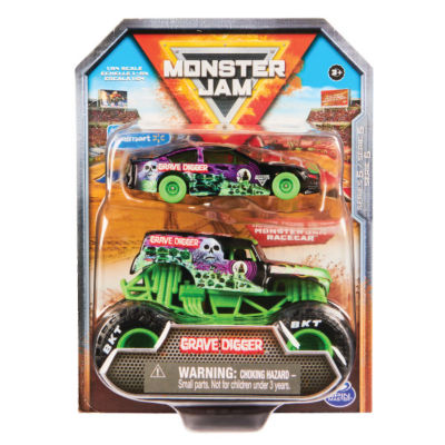 Monster Jam die-cast truck set with racecar 1:64, UK version