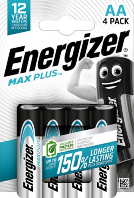 بطاريات Energizer Max Plus AA قلوية عبوة 4 قطع - منتج بريطاني