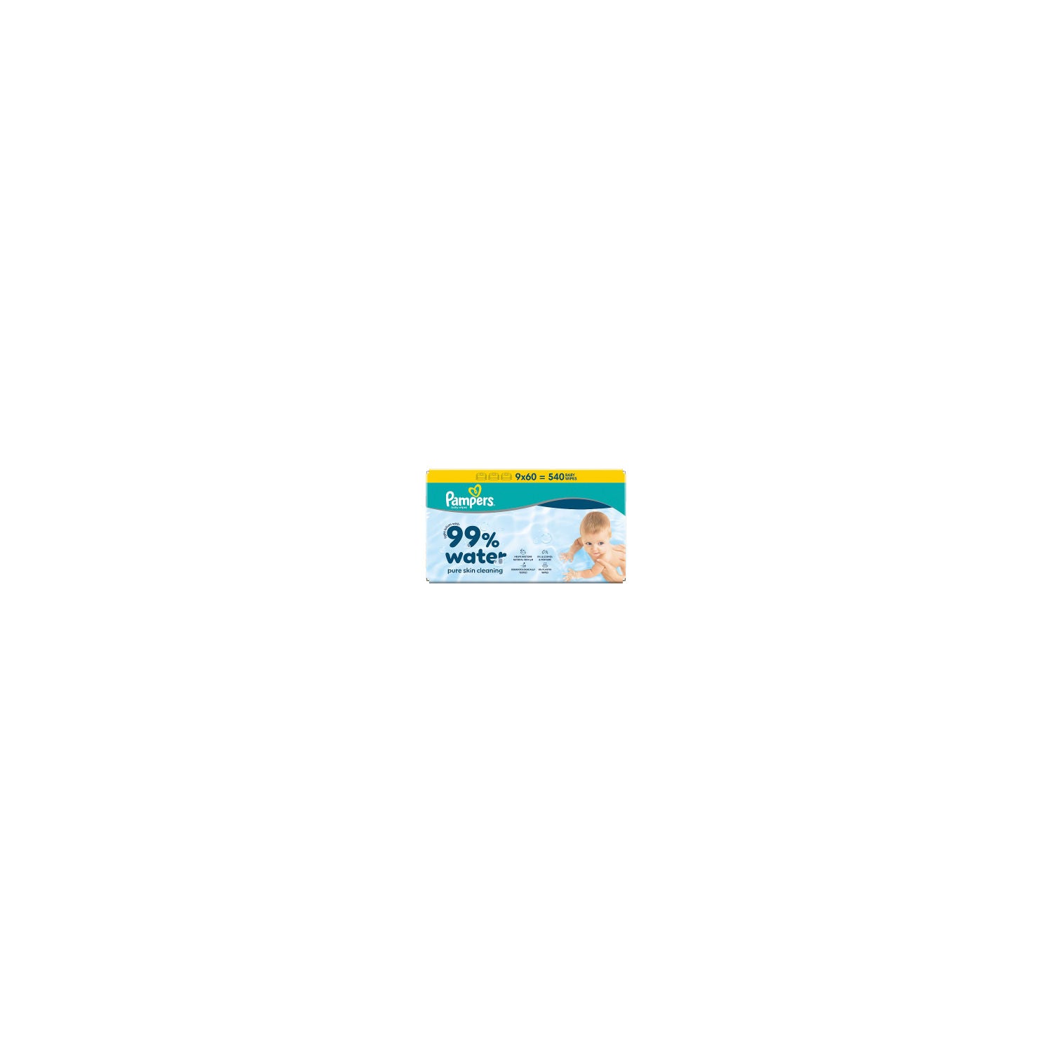 Pampers 99% Water Baby Wet Wipes, 540 Baby Wet Wipes
