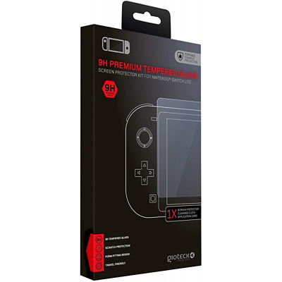 Gioteck 9H tempered glass screen protector for Nintendo Switch Lite, UK version