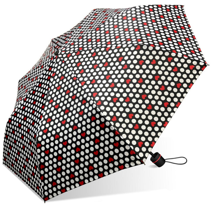 The Weather Station Dotty Heart Manual Mini Umbrella