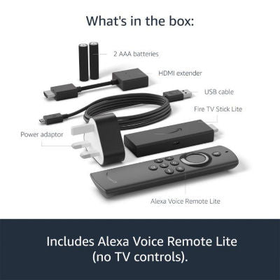 Amazon Fire TV Stick Lite streaming stick, imported from the UK