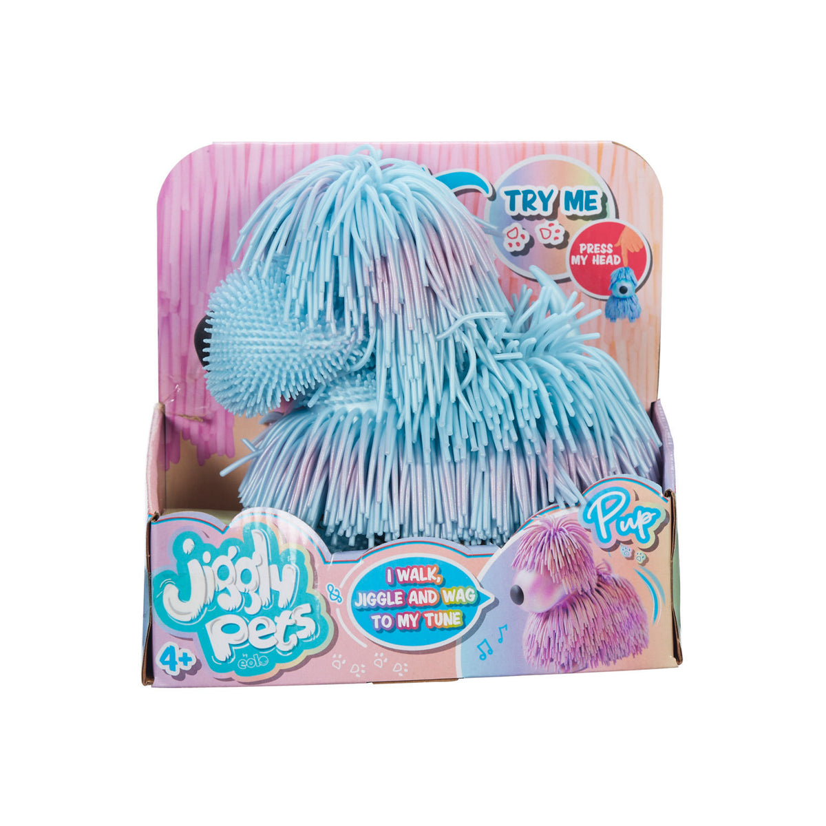 Jiggly Pets toy puppy in blue pearlescent (British brand)