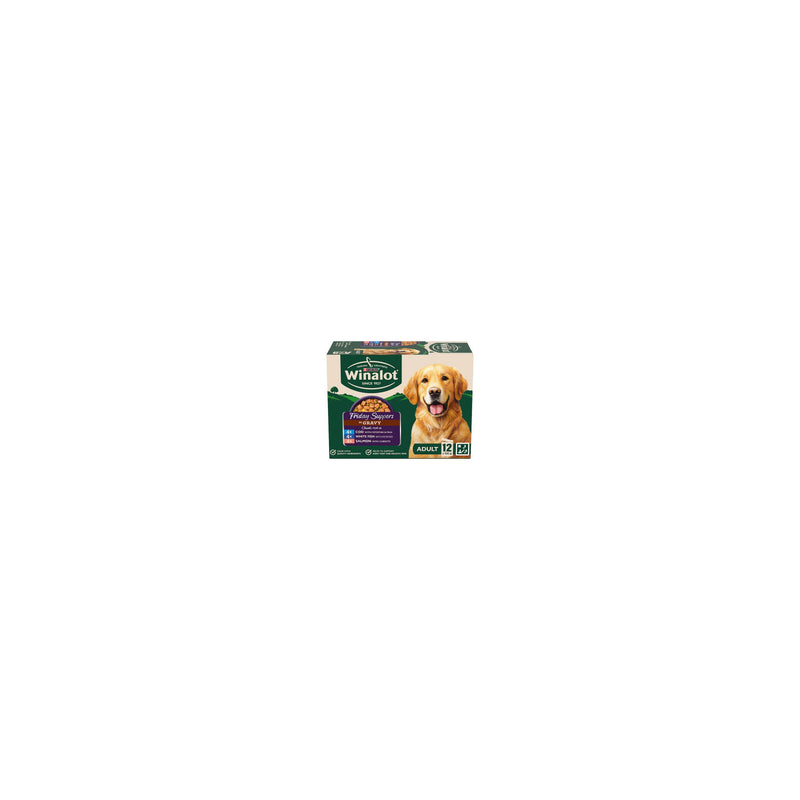 WINALOT wet dog food mixed fish in gravy 12x100g, imported from the UK