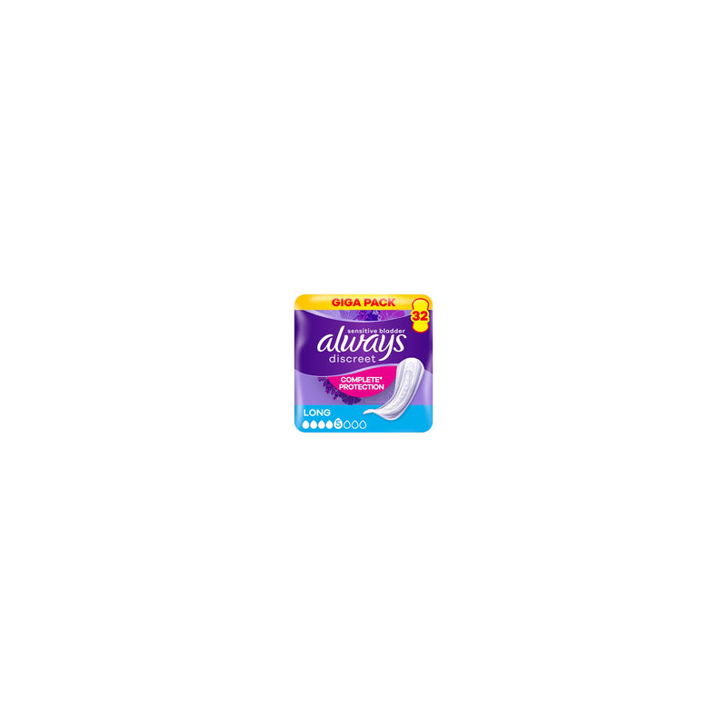 Always Discreet long incontinence pads 32 count (British brand)