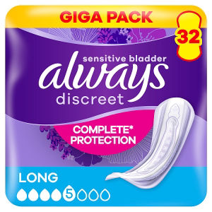 Always Discreet long incontinence pads 32 count (British brand)