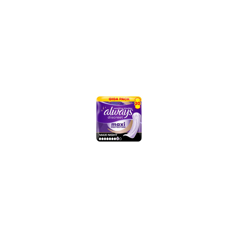 Always Discreet incontinence pads Maxi Night 20 pads (British brand)