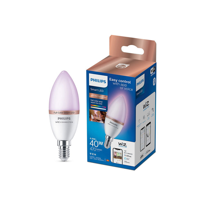 Philips Smart LED C37 40W E14 White and Colour Light Bulb GOODS ASDA   