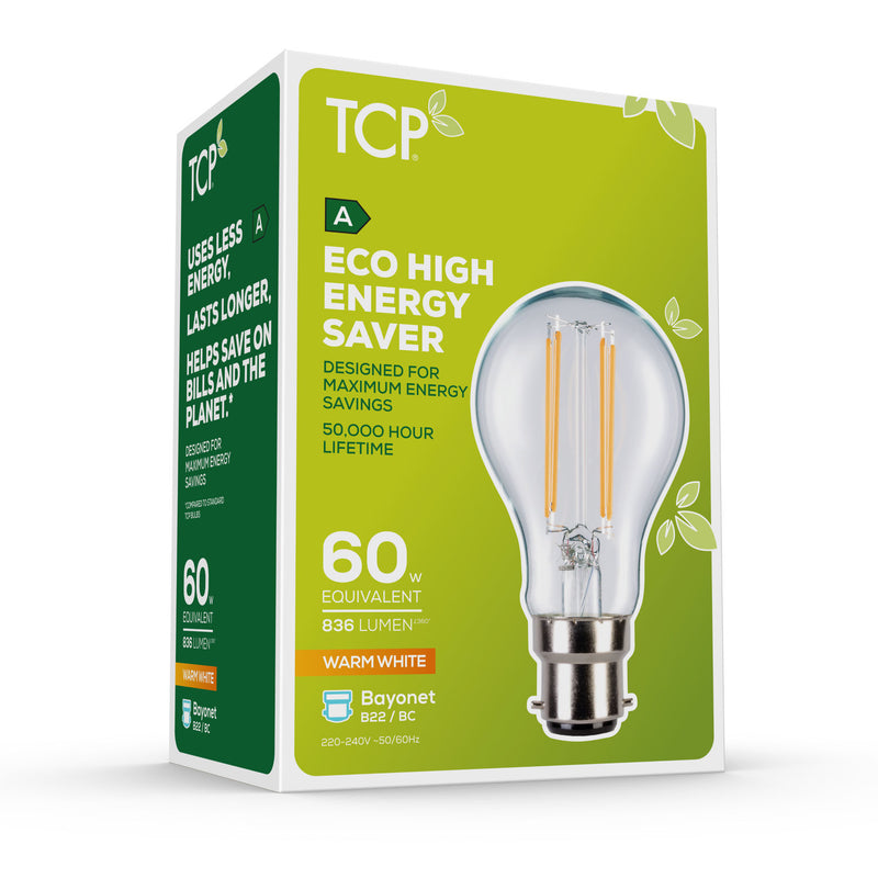 TCP filament bulb classic 836lm B22 warm white (British brand)