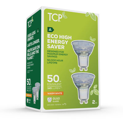 TCP LED GU10 warm white 2-pack 345 lumens, UK version