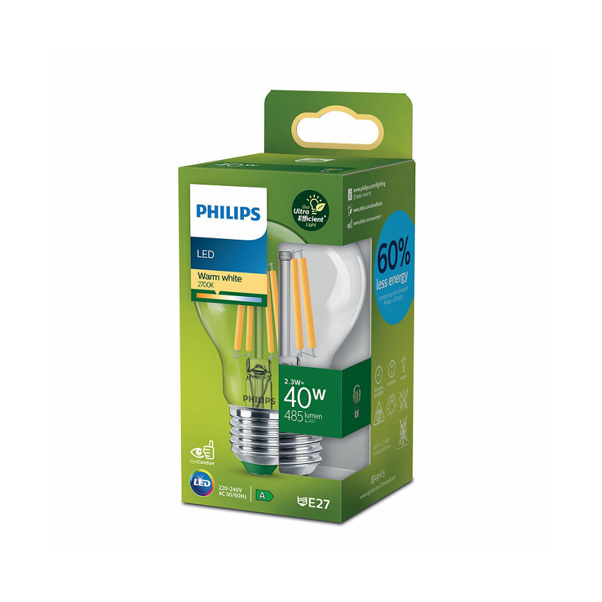 Philips LED Ultra Efficient 40W A60 E27 Clear Light Bulb GOODS ASDA   