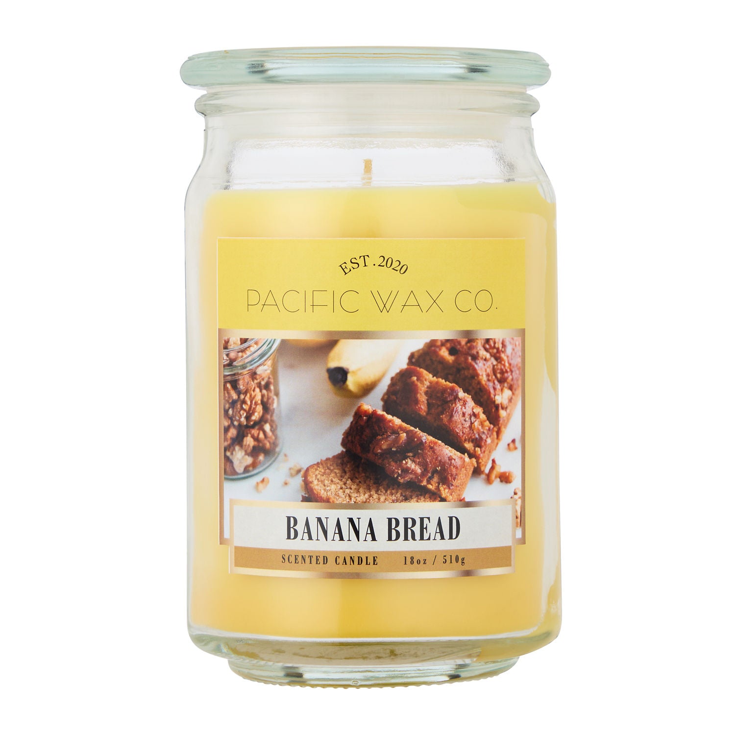 Pacific Wax Co banana bread large jar candle 510g, imported from the UK