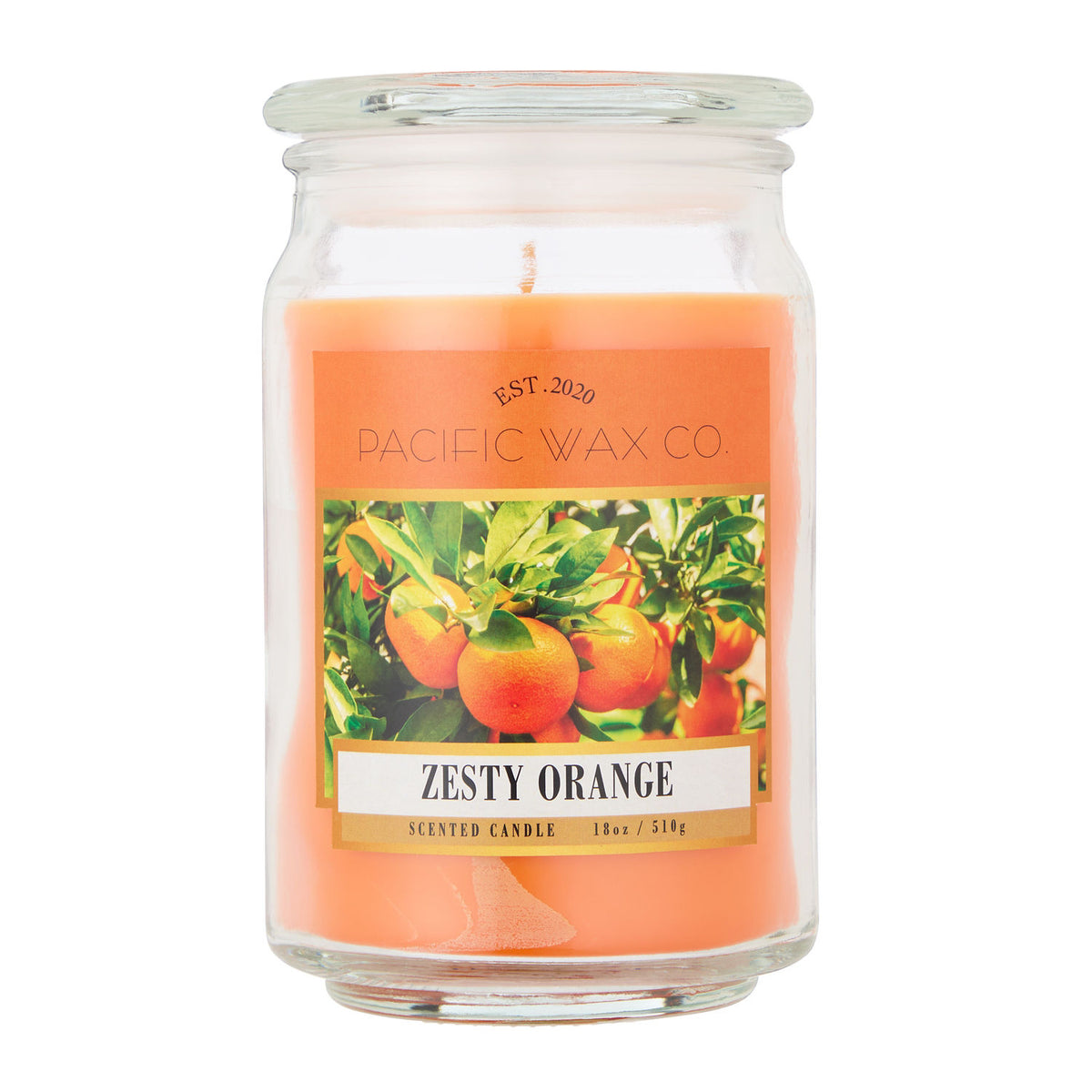 Pacific Wax Co large jar candle zesty orange 510g, imported from the UK