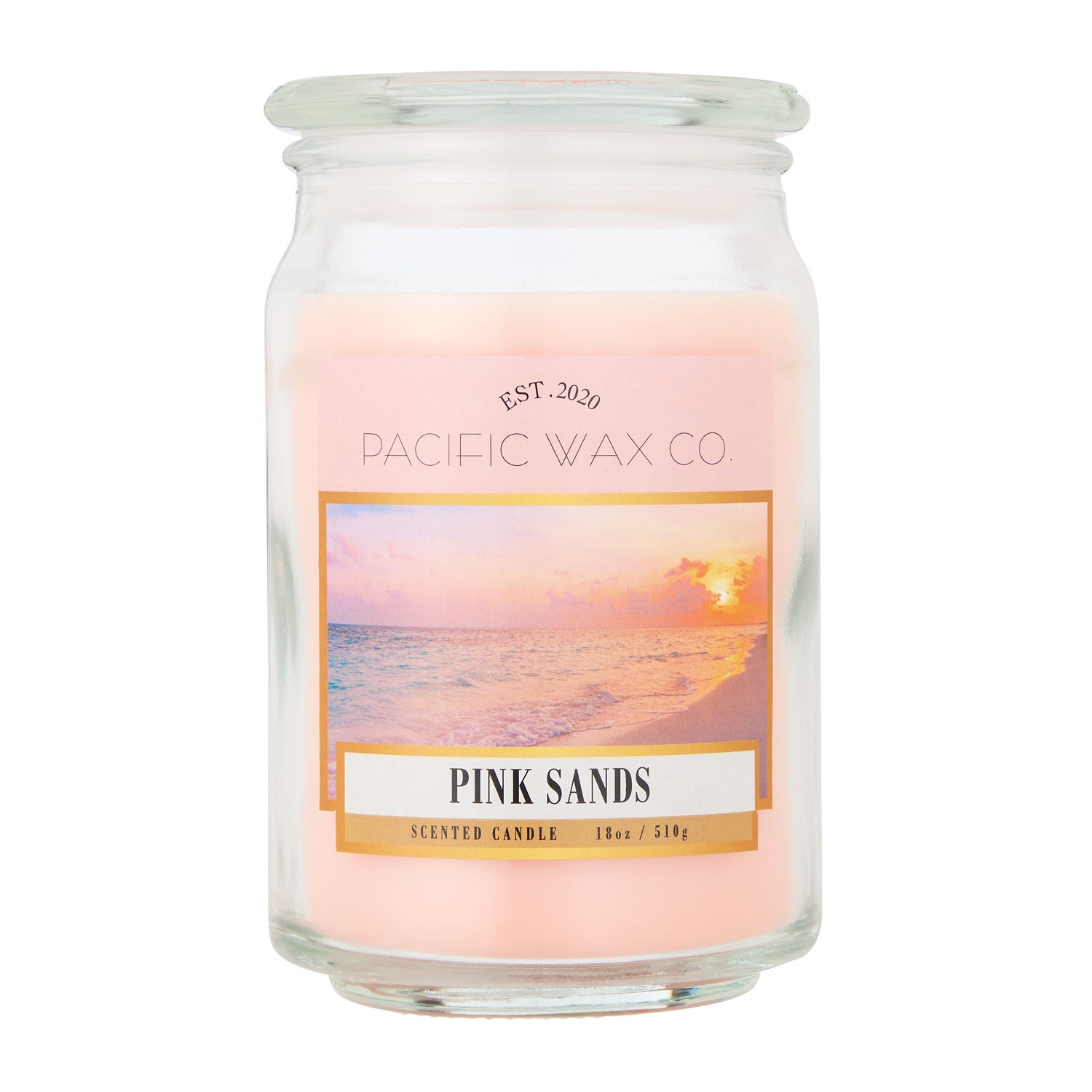 Pacific Wax Co large jar candle Coral Sunset 510g - British product