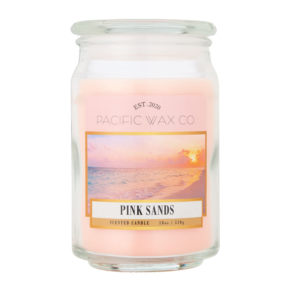 Pacific Wax Co large jar candle Coral Sunset 510g - British product