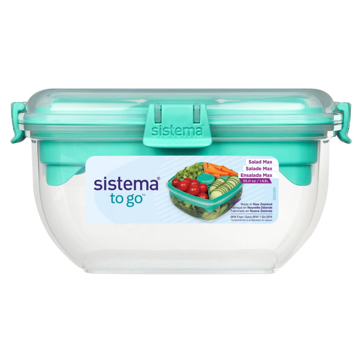 Sistema Salad Max To Go square container 1.63L - British product
